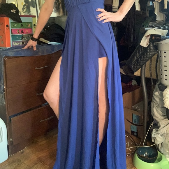 Gianni Bini Formal Long Maxi Gown Blue - Picture 5 of 12